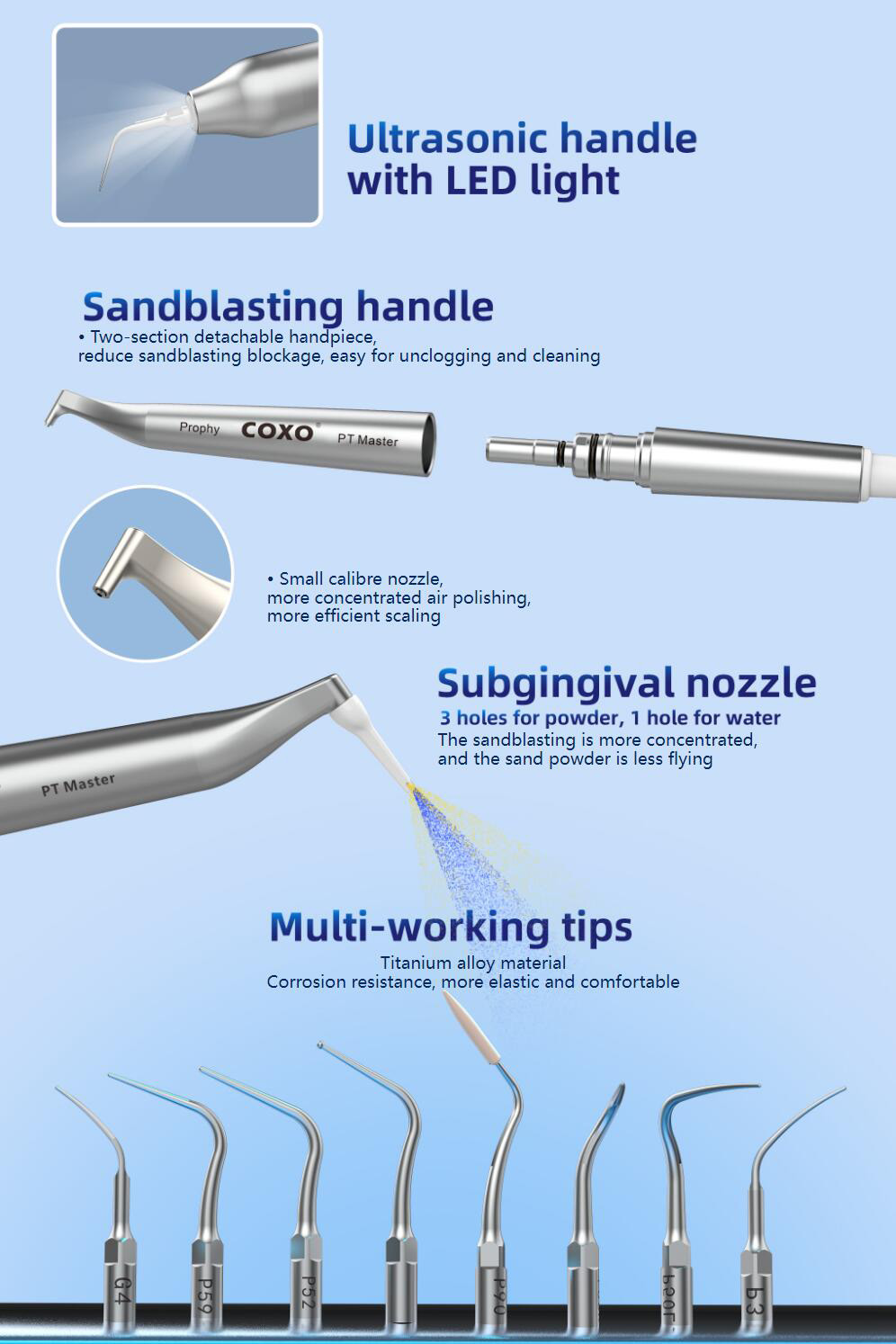 YUSENDNET COXO PT MASTER Dental Scaler and Air Polisher Air Flow Machine